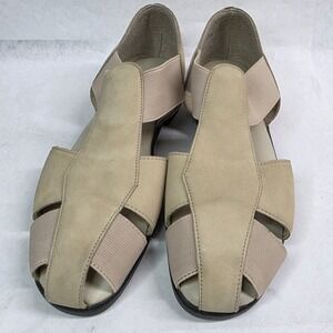 Fisherman Sandals Womens 9M Beige Tan Leather Upper Slip On Rubber Sole